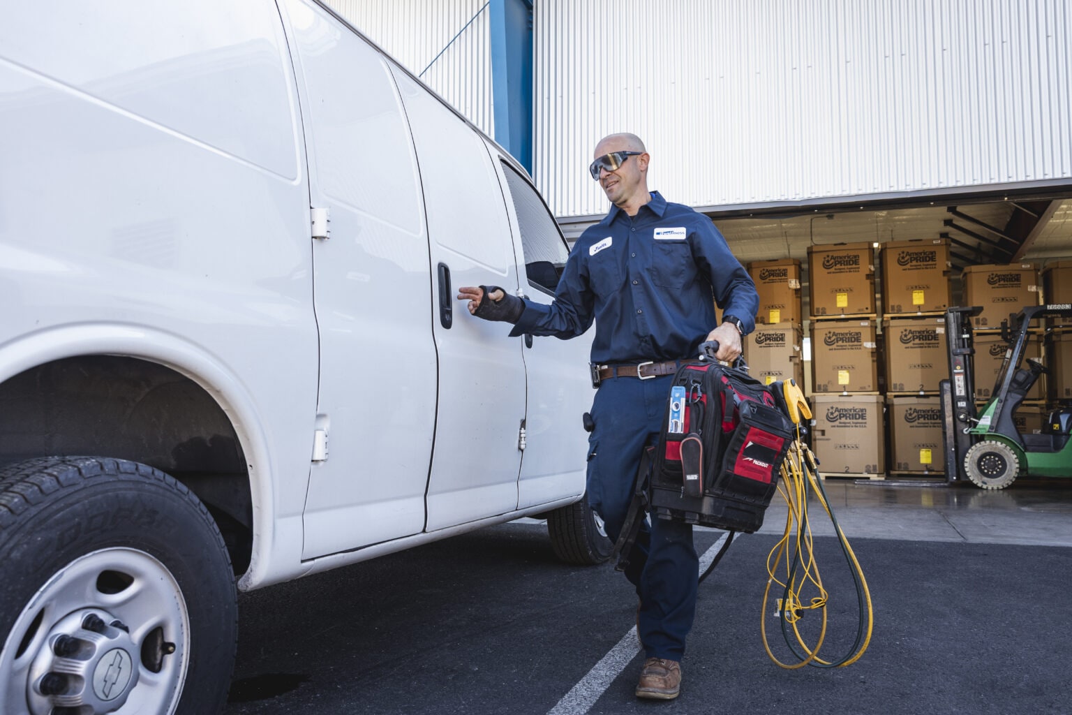 Dwellness home warranty technician servicing a home in North Las Vegas, Nevada